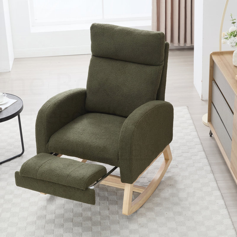 Chaise berçante en tissu Teddy, Vert