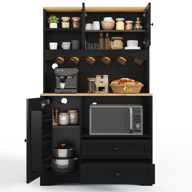 163cm Kitchen Pantry, Black