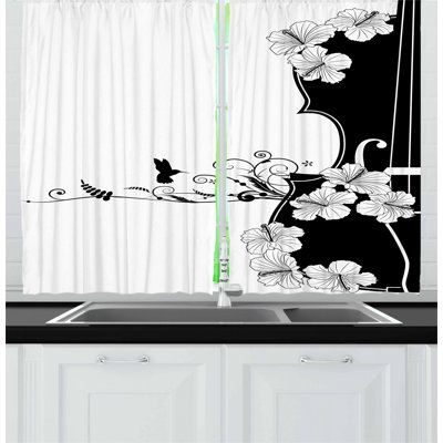 Floral Tailored Kitchen Curtain