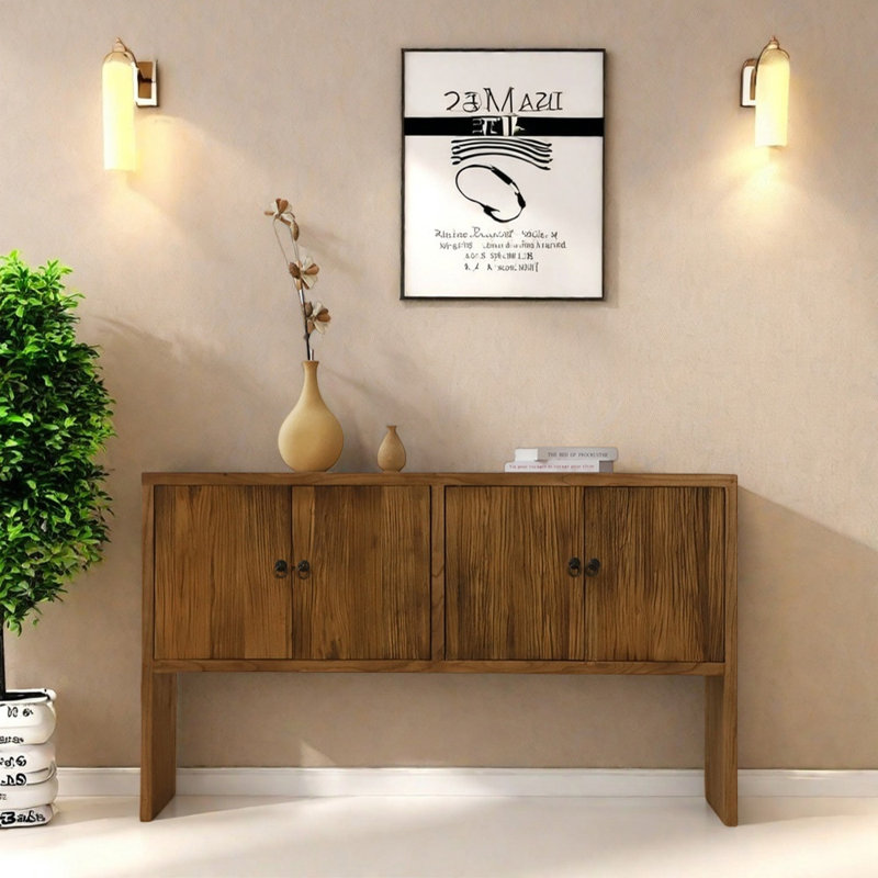 Commode d'entrée en orme de Chine, H 31,5 po x l 47,2 po x P 15,7 po