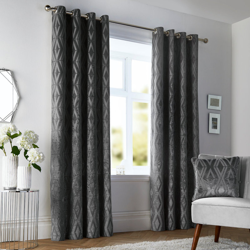 Semi Sheer Curtain Pair, Slate, 168 x 183 cm
