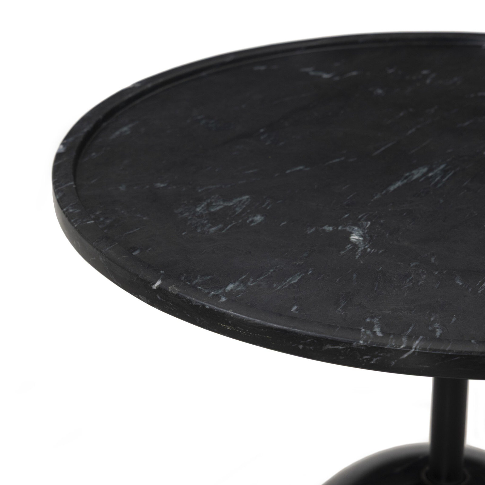 22" Genuine Marble End Table, Black Marble