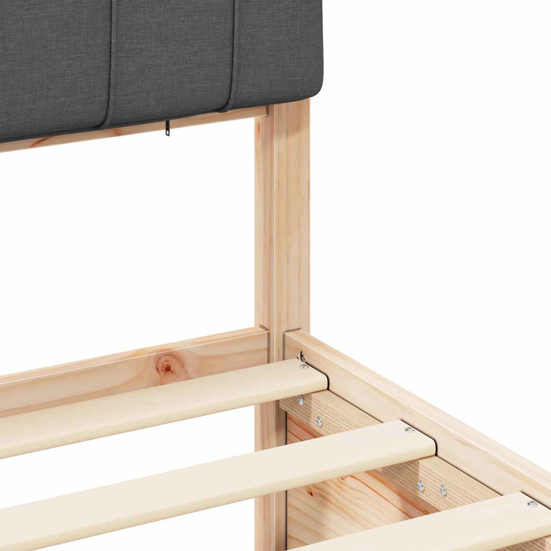 Solid Wood Bed Frame, European Kingsize (160 x 200 cm), Natural/Dark Grey
