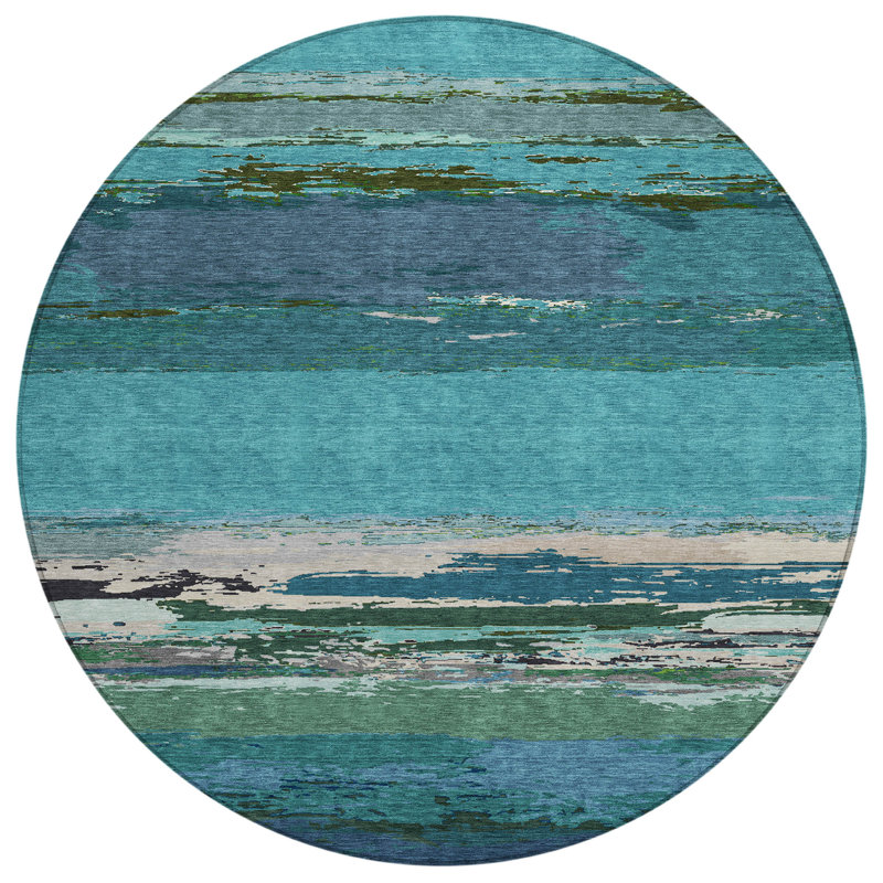 Tapis rond bleu 8 po