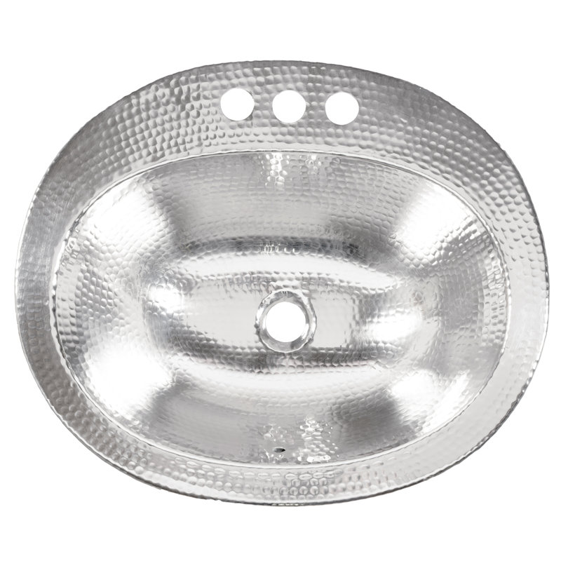 Seville 20" Nickel Oval Drop-In Bath Sink with Chrome Faucet