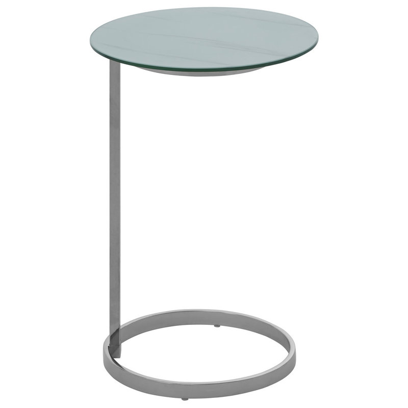 Emile Frame End Table, Silver, White