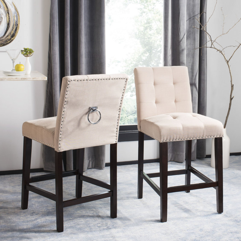 Tabouret de bar et de comptoir Audrick, Beige, Tabouret de comptoir (siège d'une hauteur de 26,5