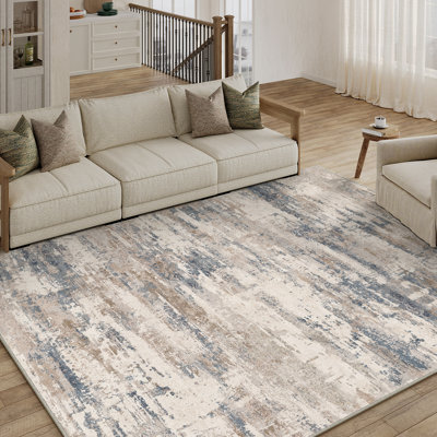 Sarah Modern Abstract Machine Washable Area Rug with Non-Slip Backing