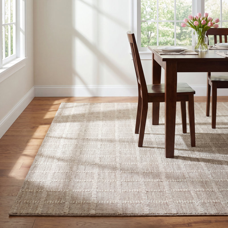 Lanora Hand Tufted Wool Geometric Indoor Rug, Rectangle 9' x 12'