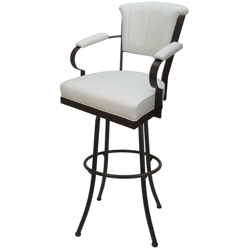 Hallah Swivel Extra Tall Stool 34" Seat, White/Brown