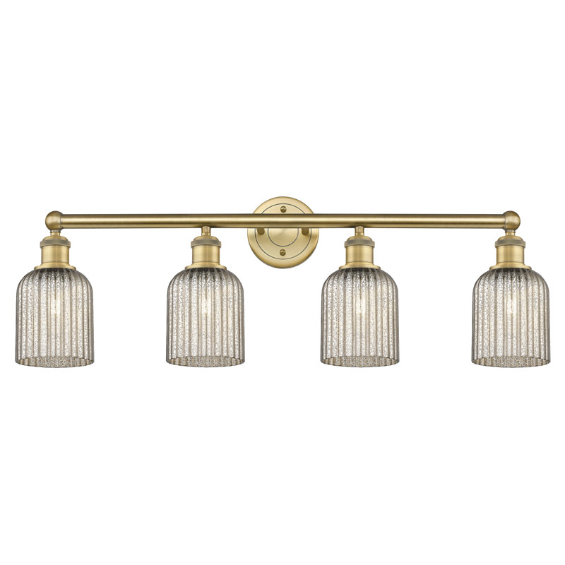 Fiennes 4 - Light Dimmable Vanity Light, Brushed Brass, Metallic Gray