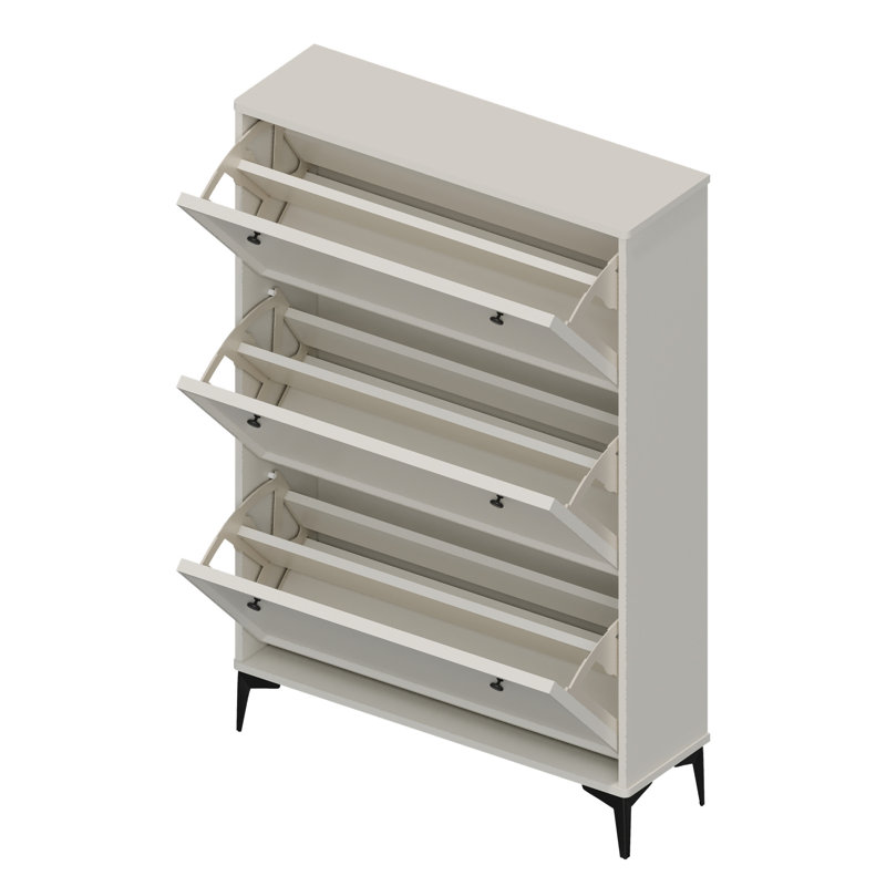 Armoire à chaussures blanche moderne et élégante avec 3 tiroirs rabattables