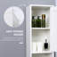 Grande armoire de rangement pour salle de bain avec miroir, armoire tour autoportante en bois avec tablettes réglables, pour salle de bain ou salon, blanc