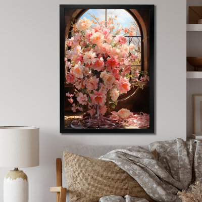"Pink Wreath", impression romantique sur toile encadrée