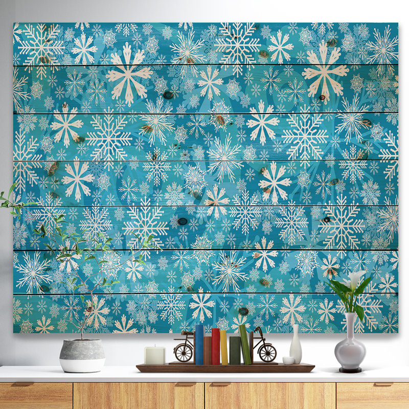 « light blue snow motif cristal », impression, H 15 po x l 20 po x P 1 po, Bois