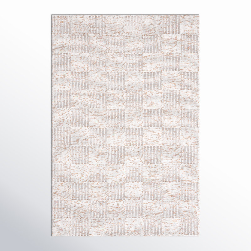 Abbi Brown Ivory Hand-Woven Checkered Rug, Rectangle 6' x 9'