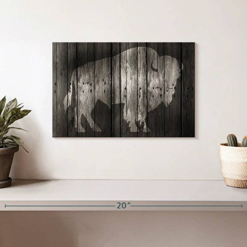 Brampt Bison On Wood, 8" H x 12" W