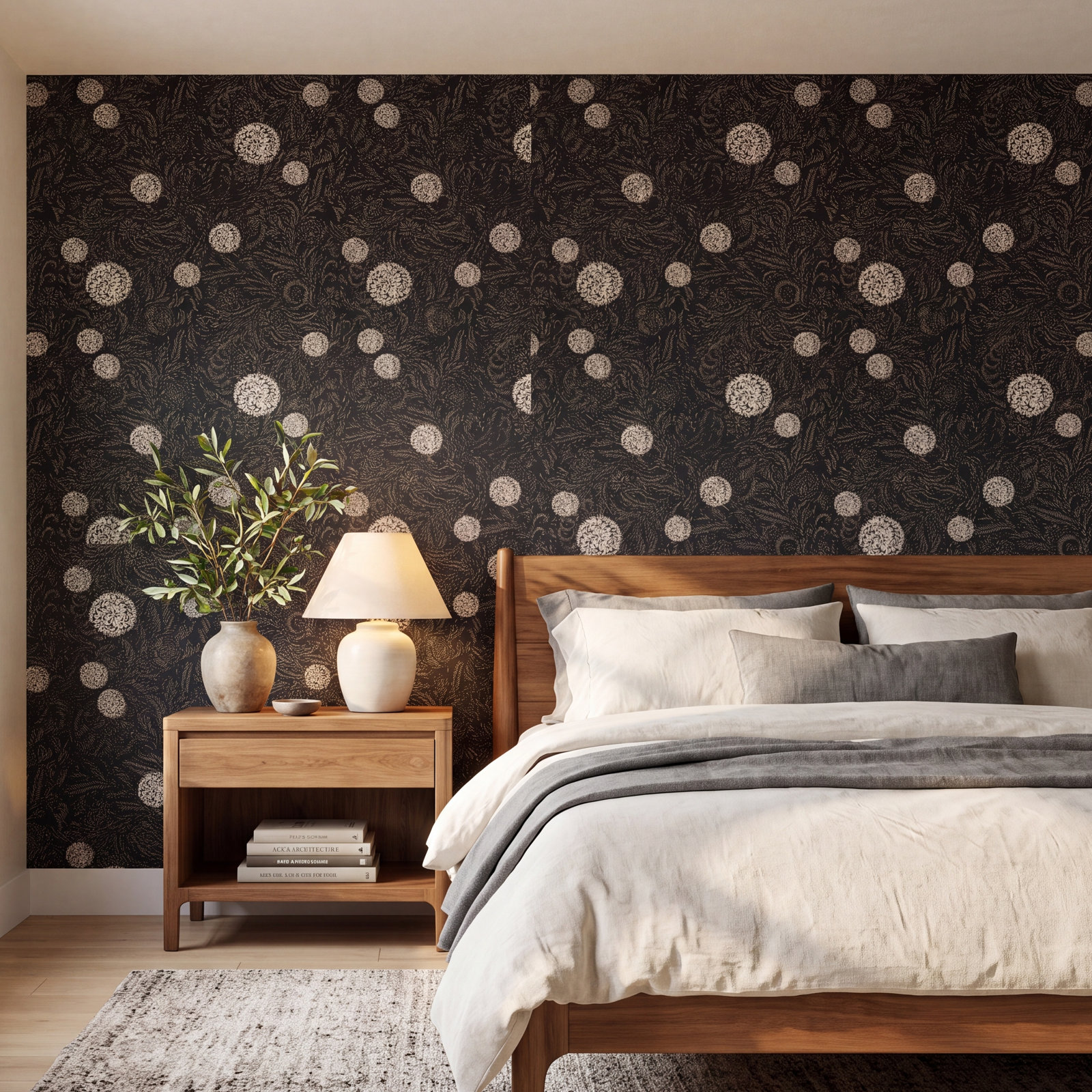 Yuki Osada Floral Wallpaper, Charcoal