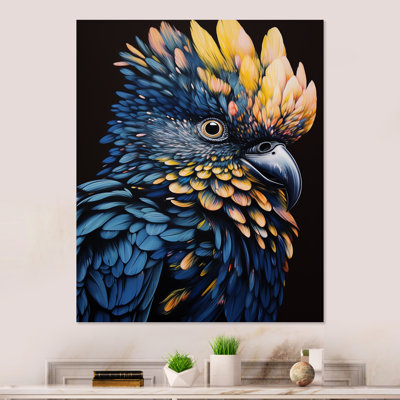 Bleu et jaune plumes majestueuses Parrot II - art mural en métal perroquet