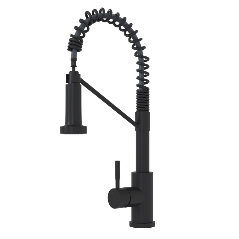 Modern 19" Matte Black Kitchen Faucet With Single Handle - Stainless Steel 304 For Long-Lasting Durability Handle, A Stylish Home Bathroom Interior