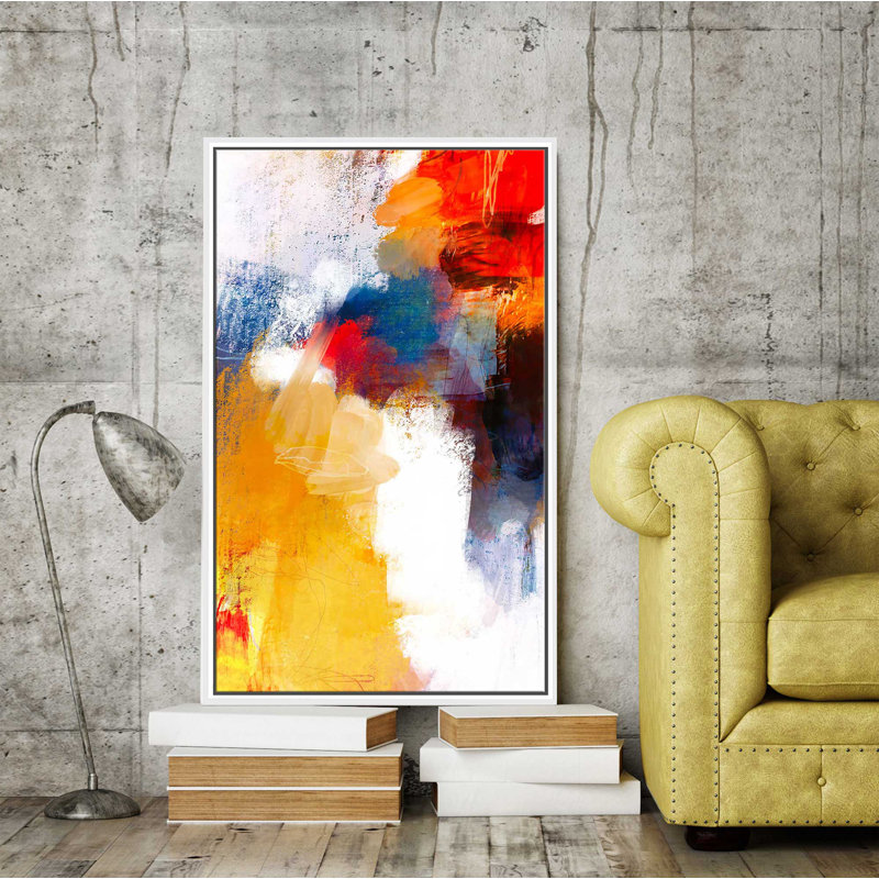 C'est une fête I - Peinture, Cadre flottant blanc, H 51,5 po x l 31,5 po x P 2 po