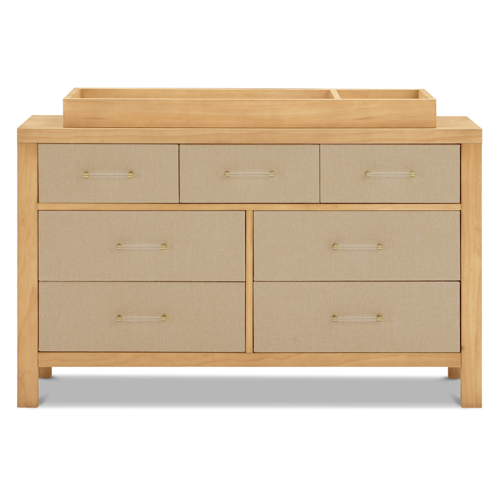Eloise 7-Drawer Dresser, Honey/Performance Sand Eco-Weave