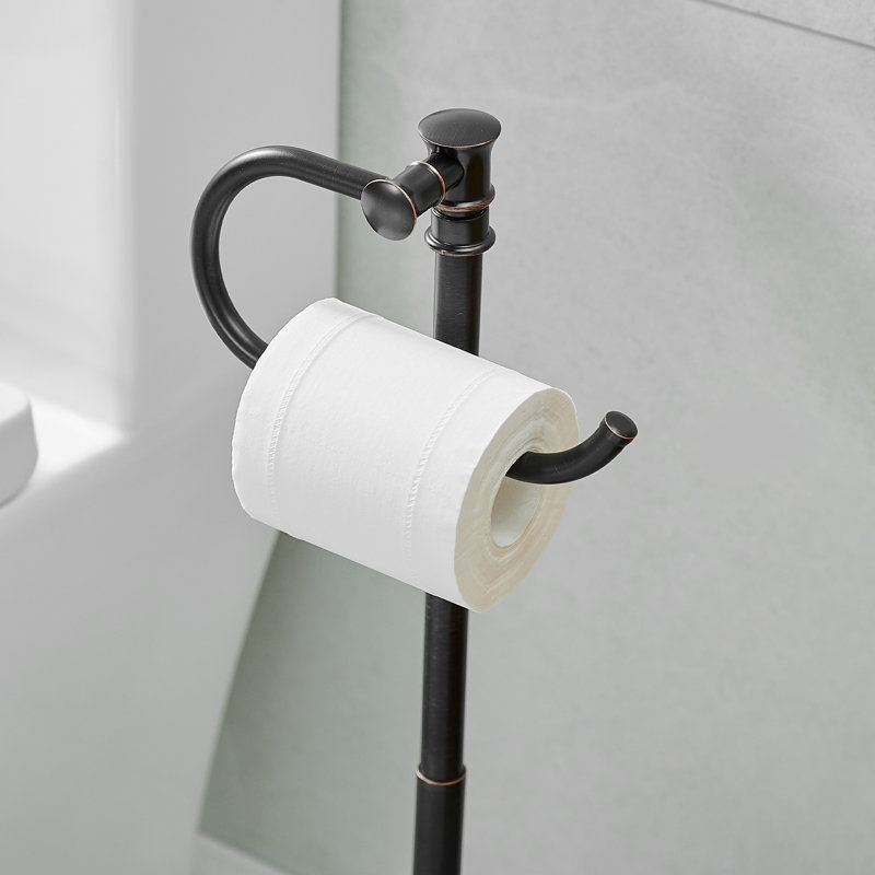 Bathroom Free Standing Toilet Paper Holder with Weighted Base, Oil Rubbed Bronze
