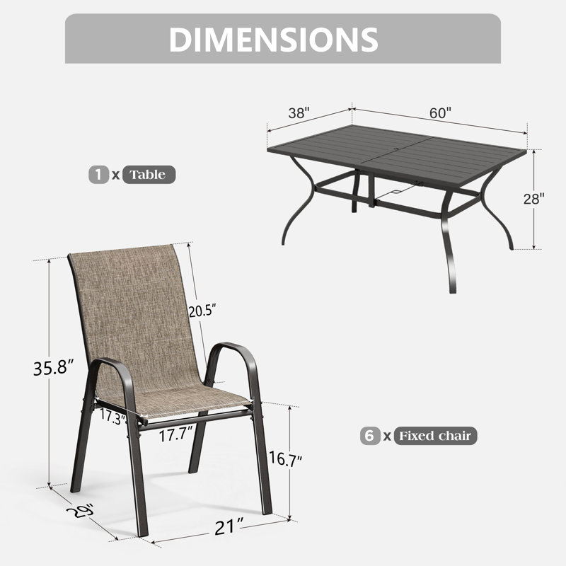 6 - Person Patio Dining Set with Rectangular Table