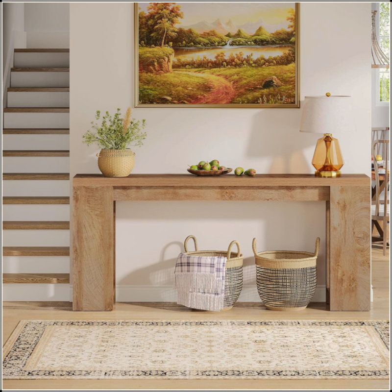 Extra Long Farmhouse Console Table – Narrow Wood Entryway Sofa Table Behind Couch, Rustic Accent Table For Living Room, Hallway, Or Foyer