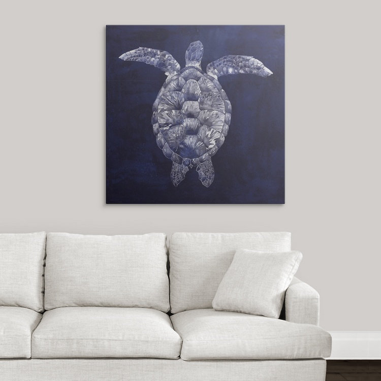 « i », reproduction d’impression dépilée Sea Turtle Shadow, H 30 po x l 30 po x P 1,5 po, Toile