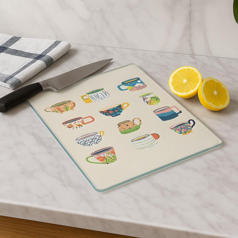 Premium Tempered Glass Cutting Board, 11.8 x 15.7 inches | 100% Antibacterial, Easy Clean Design with Non-Slip Silicone Feet | Ideal for Safe Food Preparation in Kitchen, Stylish & Functional