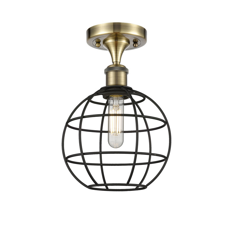 Ariyauna Semi Flush Mount, 12" H x 8" W x 8" D, Antique Brass