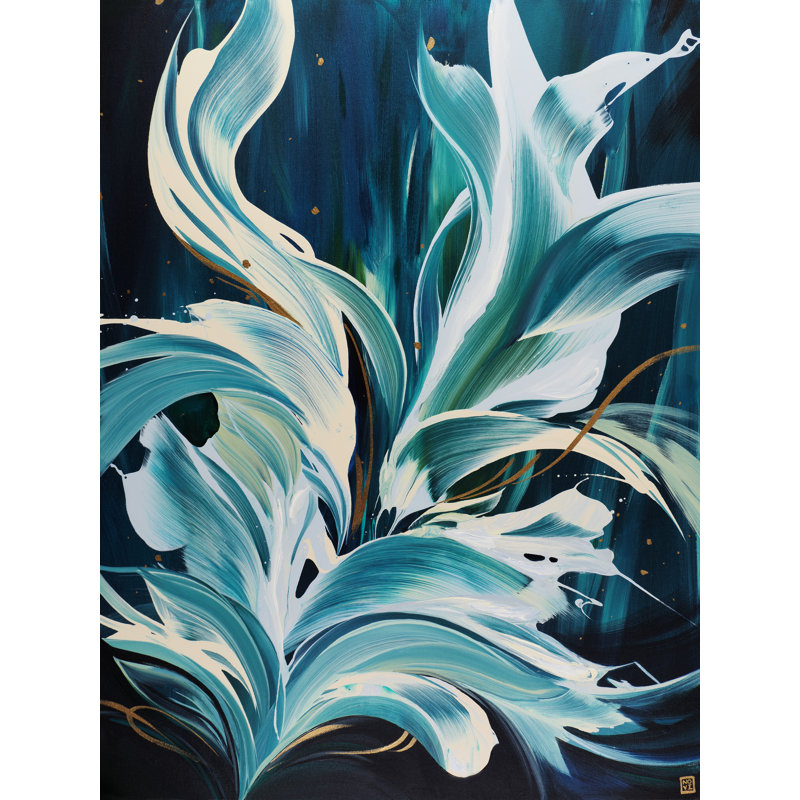«Wild at Heart» par Novi Lim - Peinture, H 33 po x l 25 po, Toile avec cadre noir