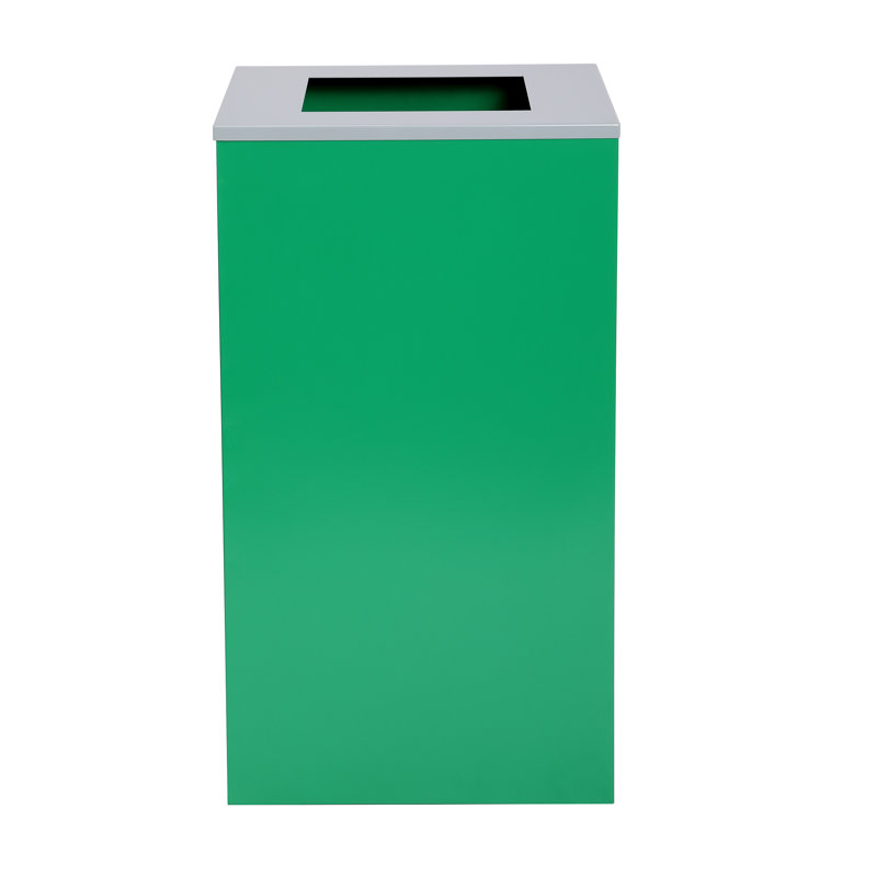 Ensemble de compost et poubelle 29 gallons à couvercle ouvert en acier avec couvercle carré, mixte et circulaire