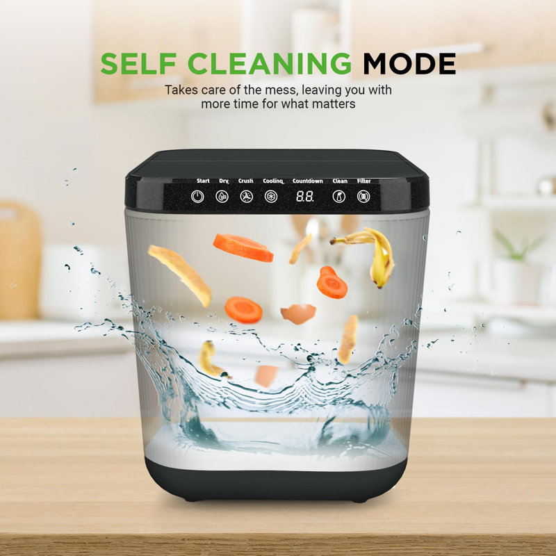Composteur de cuisine électrique Nutrichef | Recycleur d'aliments 3 pintes | Bac à compost pour déchets alimentaires | Seau à compost 1 bouton facile à nettoyer | Faible bruit, inodore et nettoyage automatique | Gris