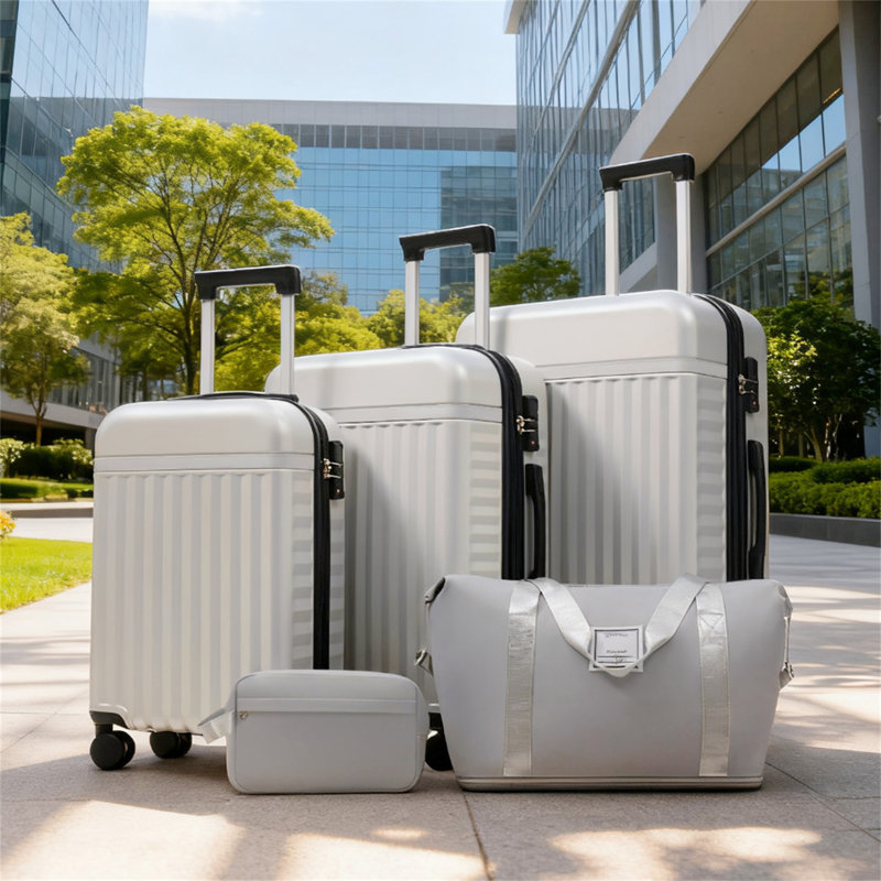 Luggage Set 5 Piece, Grey+White