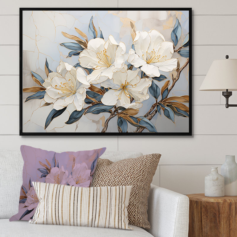 Minimalisme discret Rhododendron I, Cadre flottant noir, H 24 po x l 32 po x P 1 po