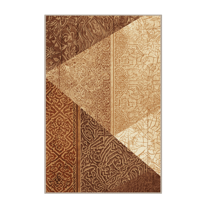 Tapis oriental doux et moelleux à motif oriental brun et classique Estaugh, 5 x 7