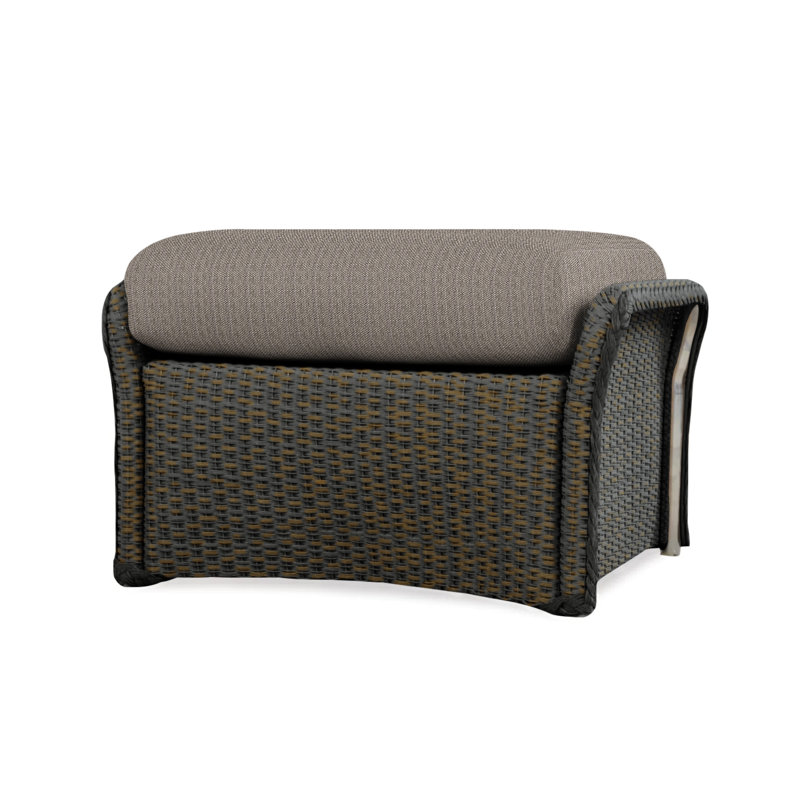 Weekend Retreat Outdoor Ottoman, Consider Indigo, Mink