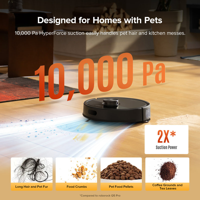 Roborock Q7 M5+ Robot Vacuum Cleaner And Mop, Dual Anti-Tangle System, For Pet Hair & Carpet, 10000Pa Suction, Self-Empyting