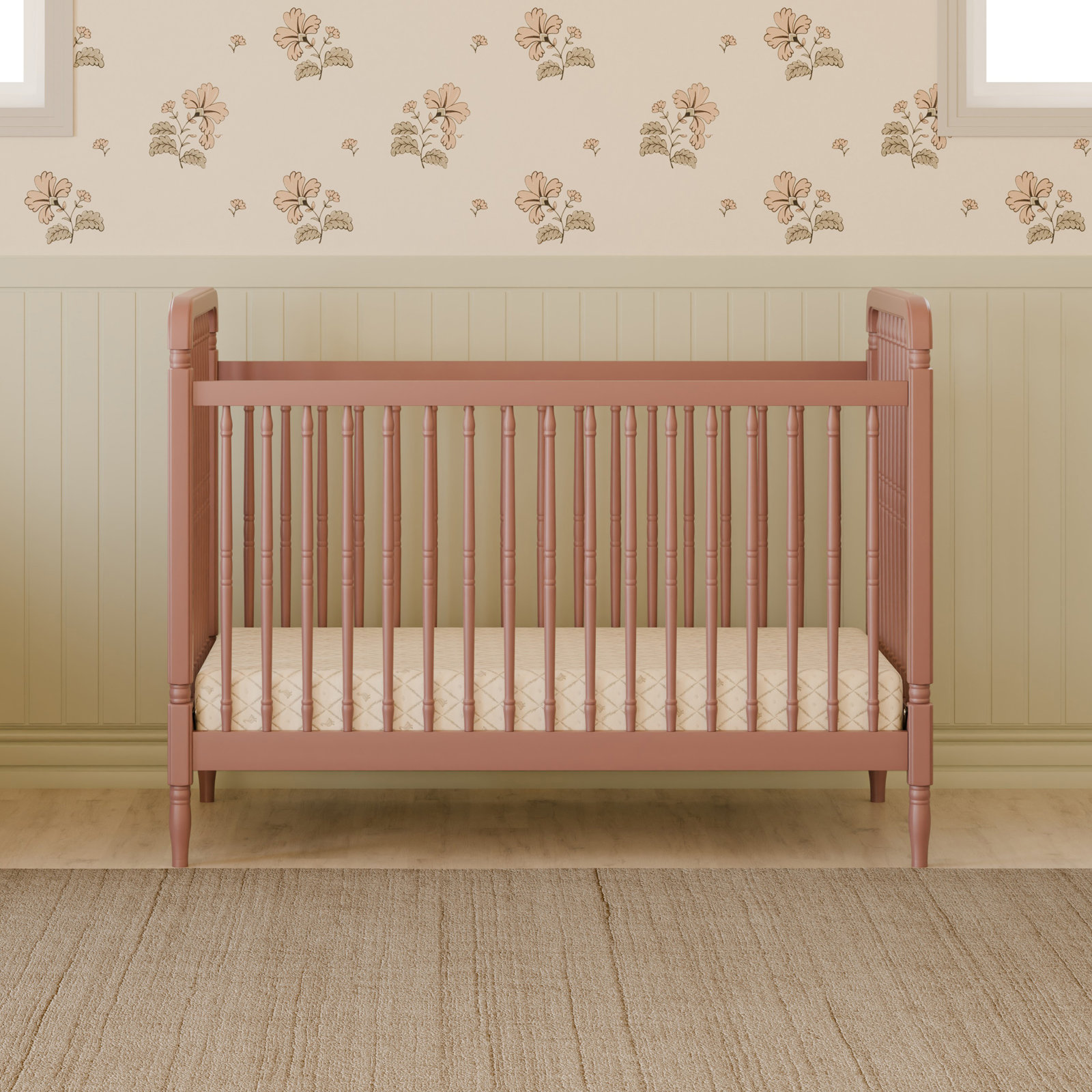 Liberty Pine 3-in-1 Convertible Crib, Dusty Rose
