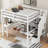 Classic White Solid Pine Full Size Loft Platform Bed with Integrated L-Shaped Desk and Built-In Storage