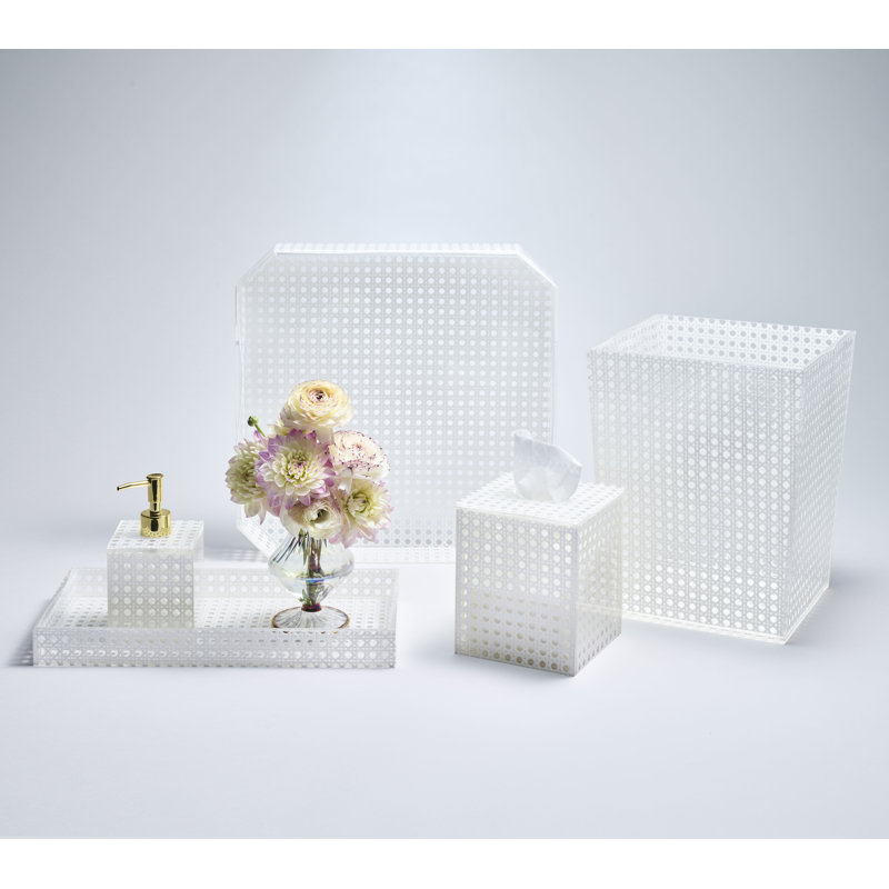 Reed Bathroom Accessory Tray, White