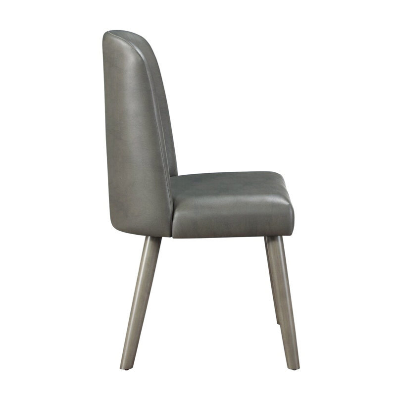 Ensemble de 2 chaises d'appoint en polyuréthane avec siège et dossier rembourrés, gris et chêne gris