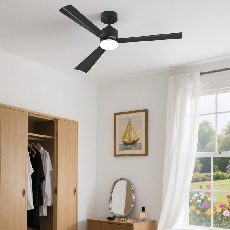 HAVATO 52" Modern Black Ceiling Fans  With Led Light,Remote-Controlled | 6-Speed Reversible Dc Motor | 3-Color Dimmable Led | Ultra-Quiet 45Db Operation | Timer Function