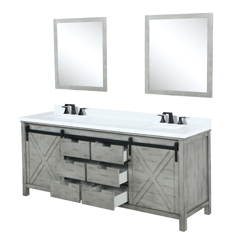 Meuble-lavabo gris cendré L 32 po x H 32 po, comptoir en marbre de culture et comptoir à teinture du robinet