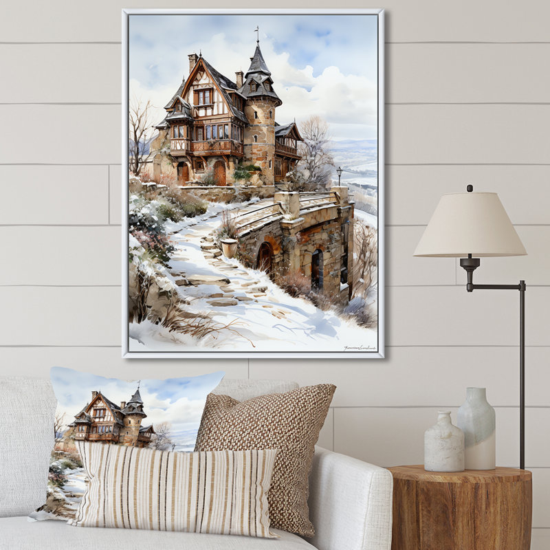 «Vineyard Winter Scenery I», reproduction sur toile, Cadre flottant blanc, H 32 po x l 24 po x P 1 po