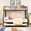 Lit superposé simple au-dessus d'un lit double avec lit gigogne en métal - peu encombrant, facile à construire, sans sommier tapissier, moderne et élégant, compact, économique, assemblable, nécessaire