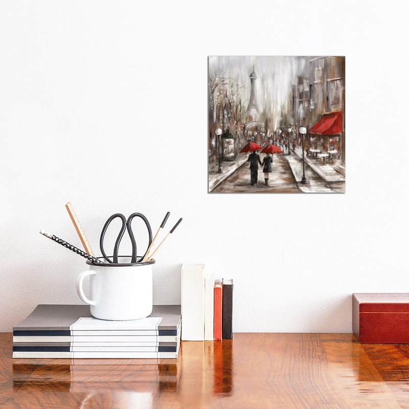«Rainy Af après-midi Café» par Marilyn Dunlap - impression, H 12 po x l 12 po x P 1,5 po, Toile tendue, Pas de tapis