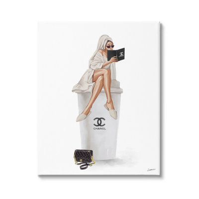 «Fashion Brand Emblem Coffee Cup Woman» par Ziwei Li, impression sur toile tendue